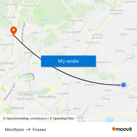 Monthyon to Fosses map