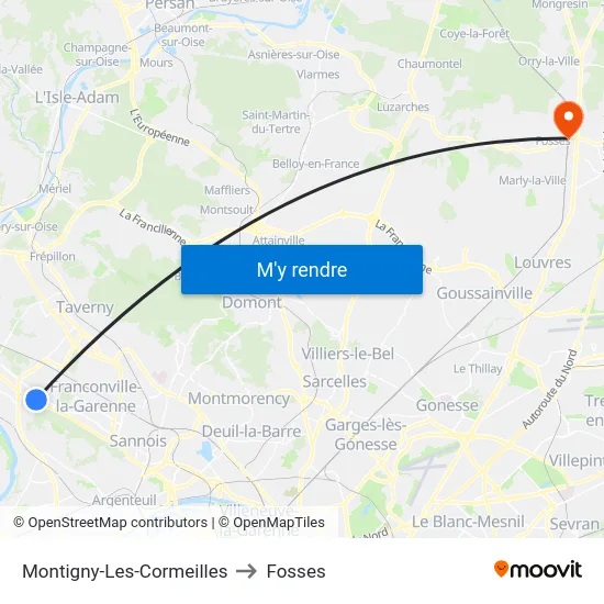 Montigny-Les-Cormeilles to Fosses map