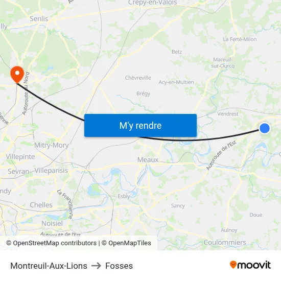 Montreuil-Aux-Lions to Fosses map