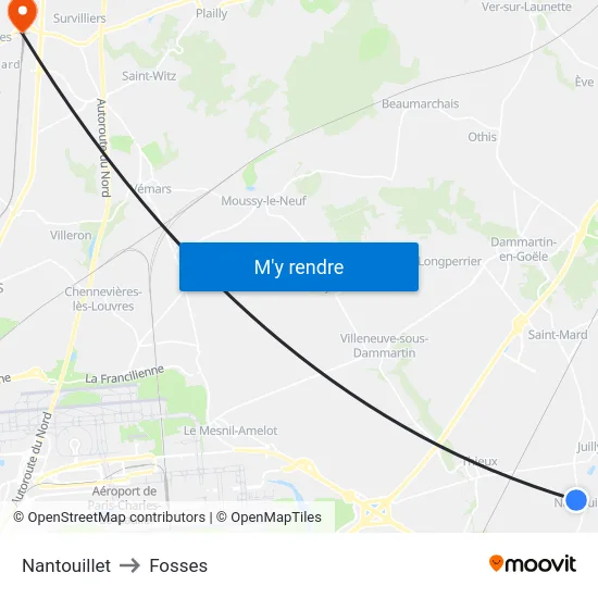 Nantouillet to Fosses map