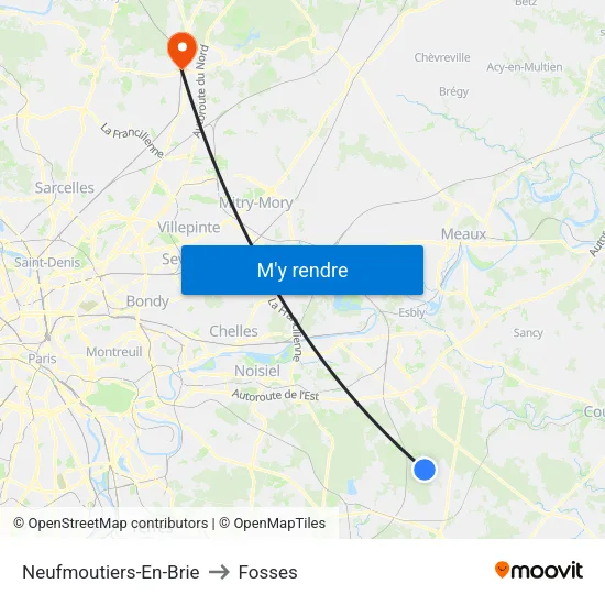 Neufmoutiers-En-Brie to Fosses map