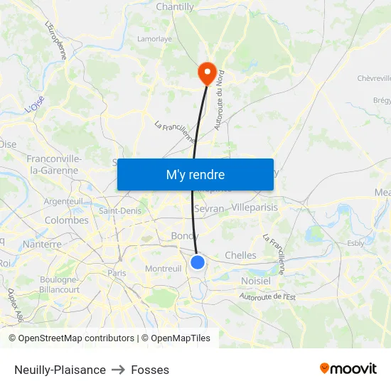 Neuilly-Plaisance to Fosses map
