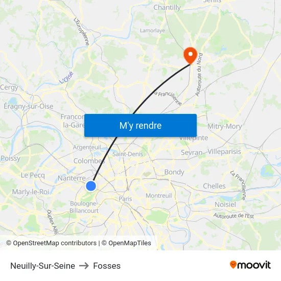 Neuilly-Sur-Seine to Fosses map