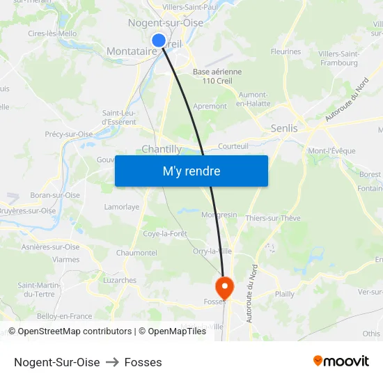 Nogent-Sur-Oise to Fosses map