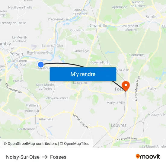 Noisy-Sur-Oise to Fosses map
