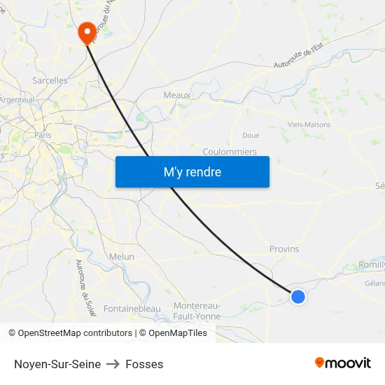 Noyen-Sur-Seine to Fosses map