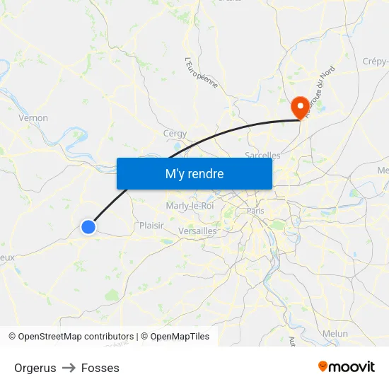 Orgerus to Fosses map