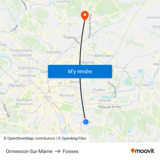 Ormesson-Sur-Marne to Fosses map