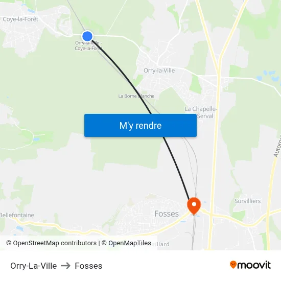 Orry-La-Ville to Fosses map