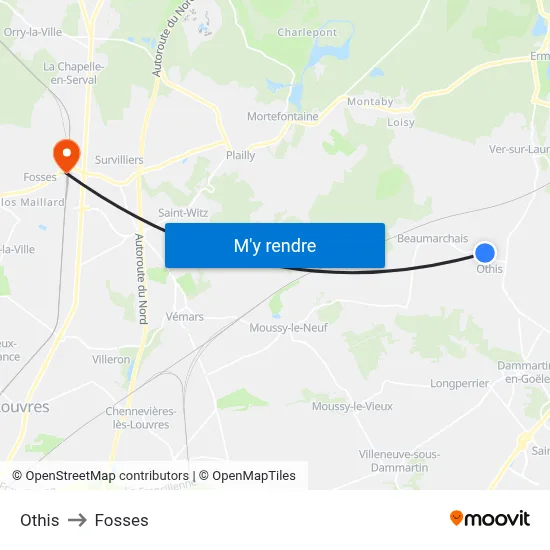 Othis to Fosses map