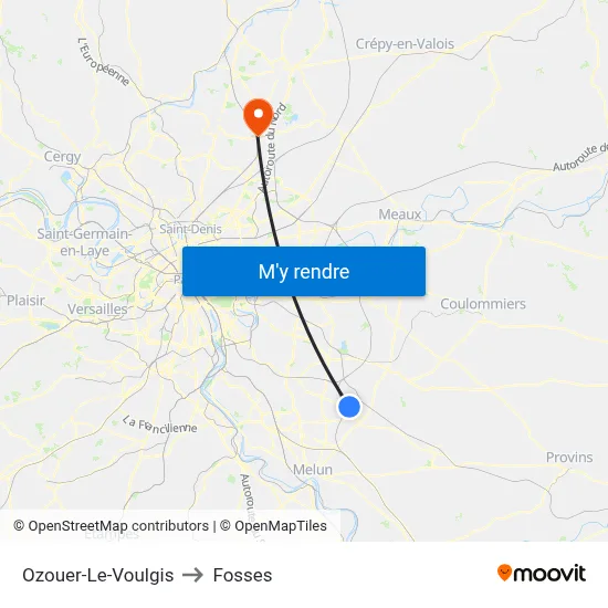Ozouer-Le-Voulgis to Fosses map