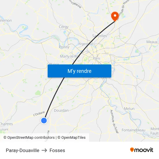 Paray-Douaville to Fosses map