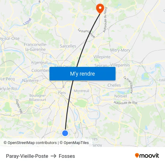 Paray-Vieille-Poste to Fosses map