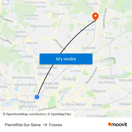 Pierrefitte-Sur-Seine to Fosses map