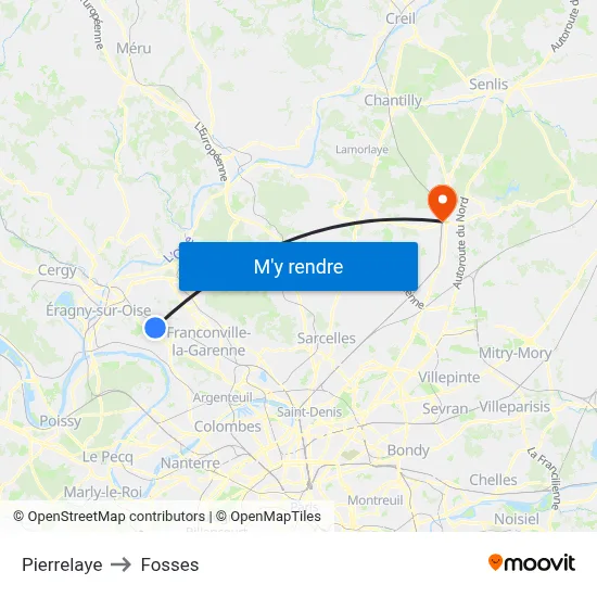 Pierrelaye to Fosses map