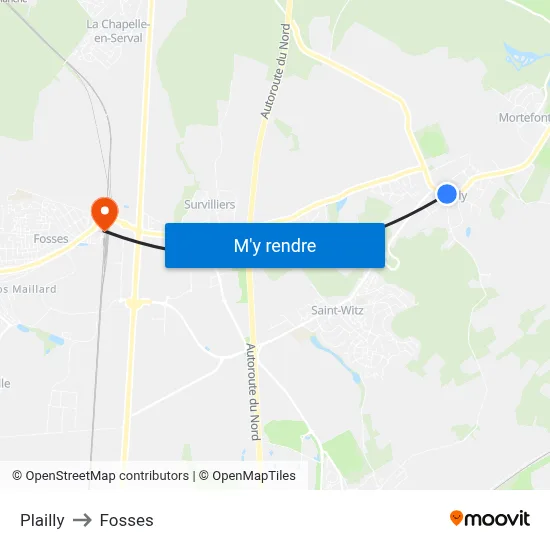 Plailly to Fosses map