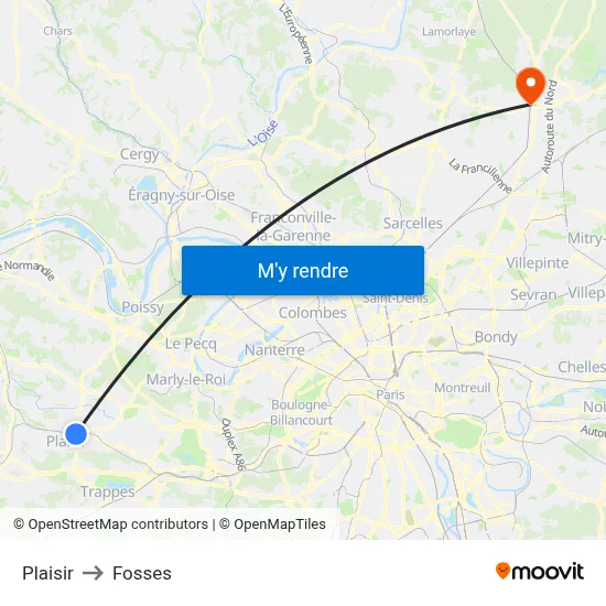 Plaisir to Fosses map