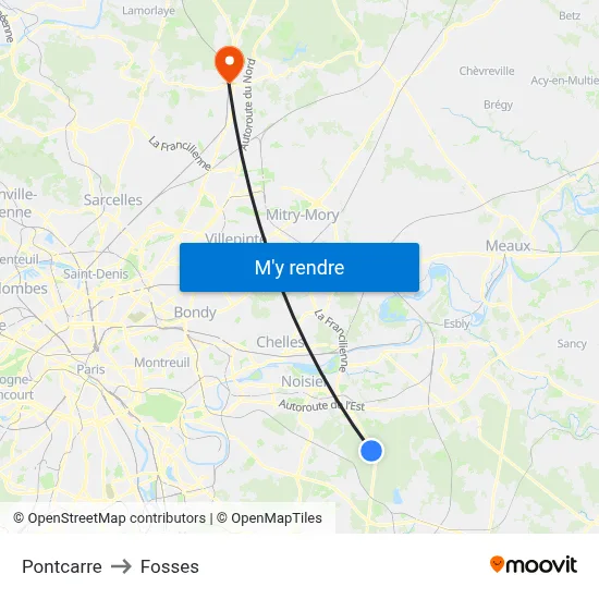 Pontcarre to Fosses map