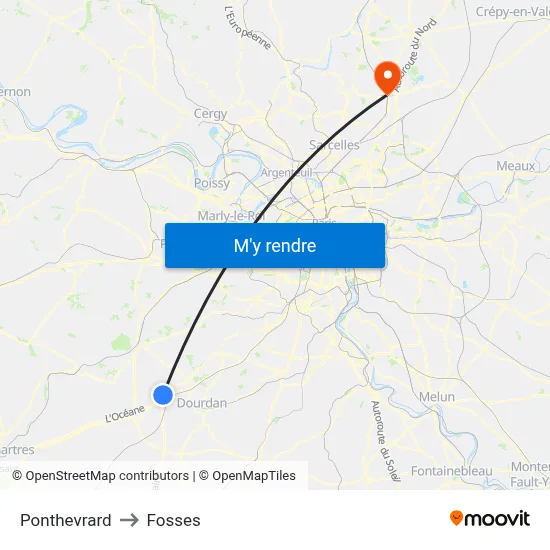Ponthevrard to Fosses map