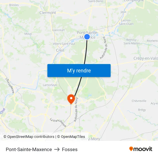 Pont-Sainte-Maxence to Fosses map