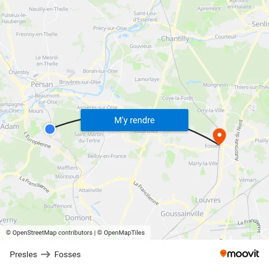 Presles to Fosses map