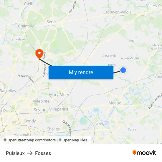 Puisieux to Fosses map