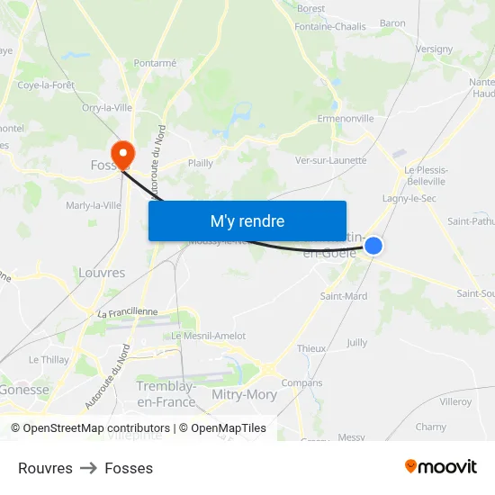 Rouvres to Fosses map