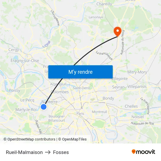 Rueil-Malmaison to Fosses map