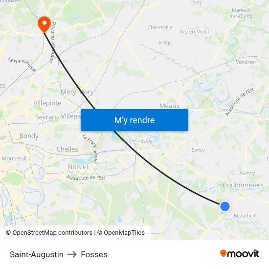 Saint-Augustin to Fosses map