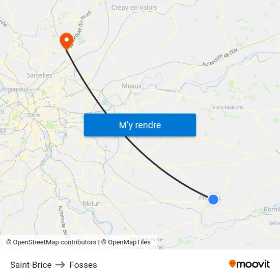 Saint-Brice to Fosses map