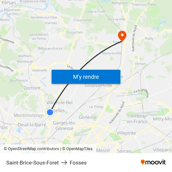 Saint-Brice-Sous-Foret to Fosses map