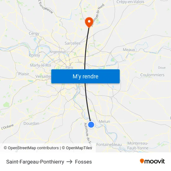 Saint-Fargeau-Ponthierry to Fosses map