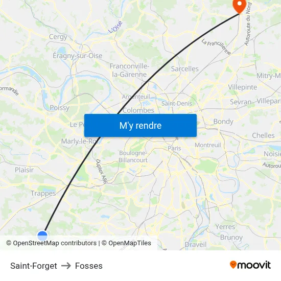 Saint-Forget to Fosses map