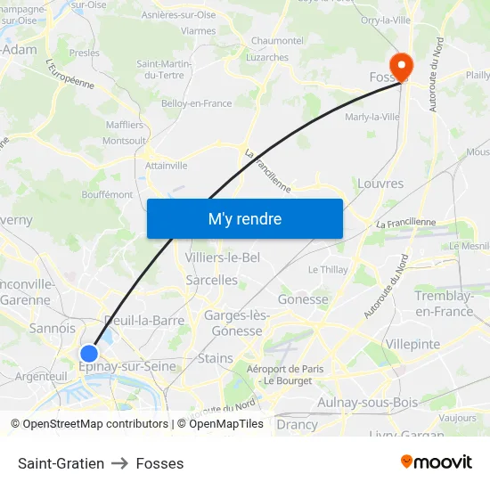 Saint-Gratien to Fosses map