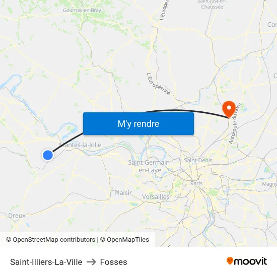 Saint-Illiers-La-Ville to Fosses map