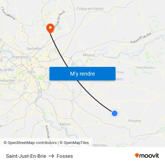 Saint-Just-En-Brie to Fosses map