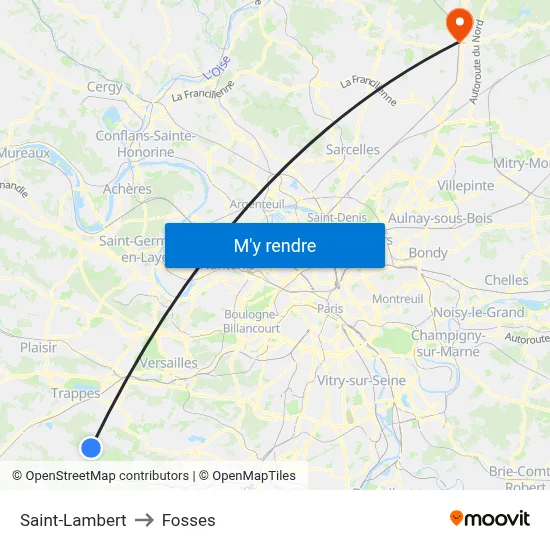 Saint-Lambert to Fosses map