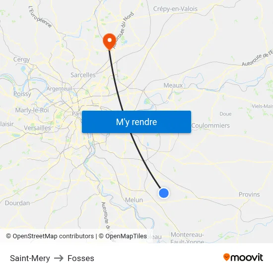 Saint-Mery to Fosses map
