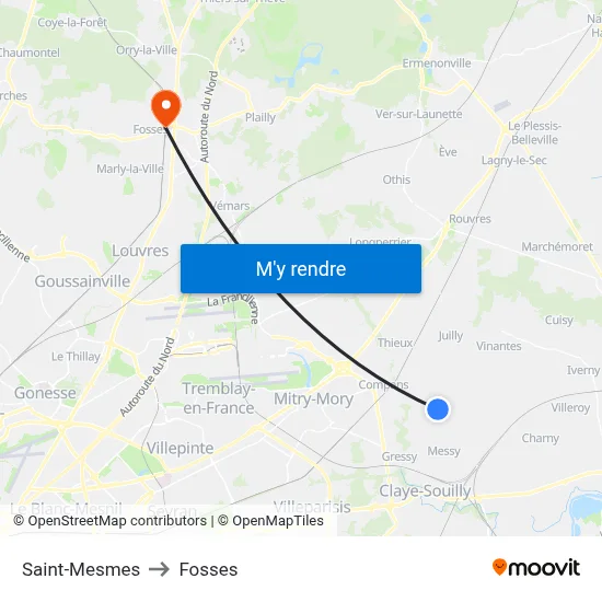 Saint-Mesmes to Fosses map
