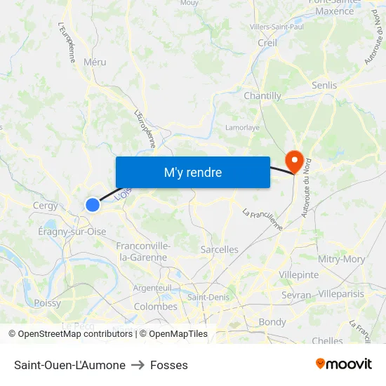 Saint-Ouen-L'Aumone to Fosses map
