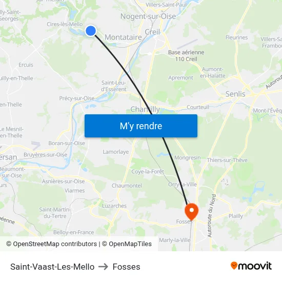 Saint-Vaast-Les-Mello to Fosses map