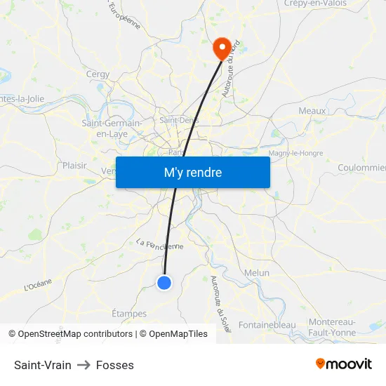Saint-Vrain to Fosses map