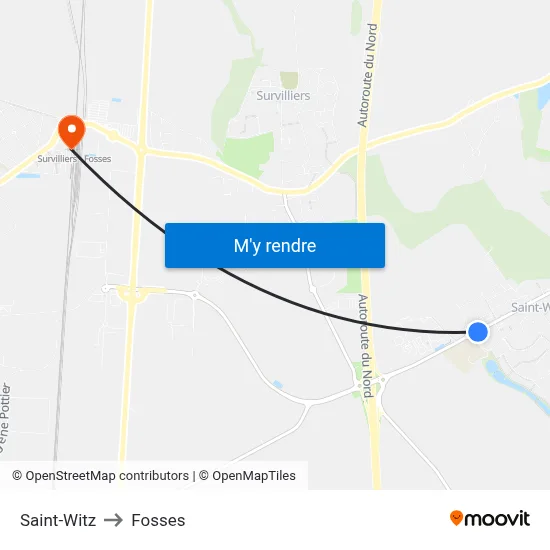Saint-Witz to Fosses map