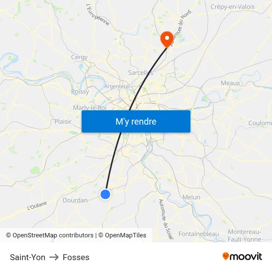 Saint-Yon to Fosses map