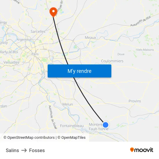 Salins to Fosses map