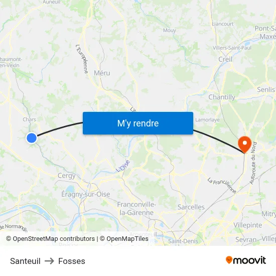 Santeuil to Fosses map