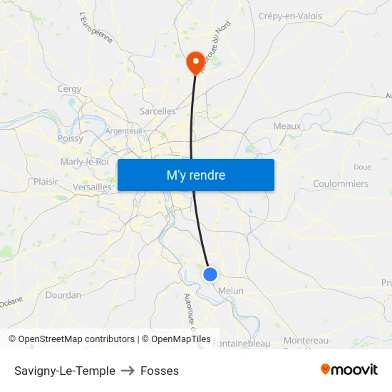 Savigny-Le-Temple to Fosses map