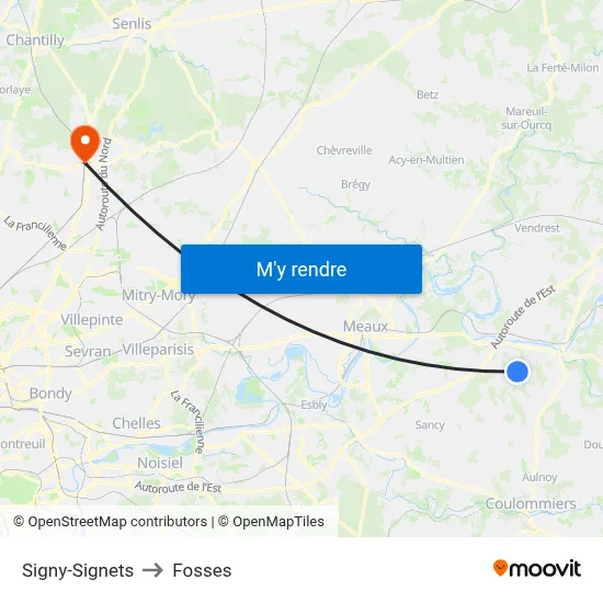 Signy-Signets to Fosses map