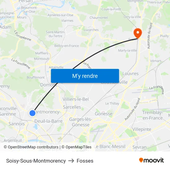 Soisy-Sous-Montmorency to Fosses map