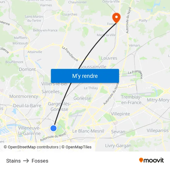 Stains to Fosses map